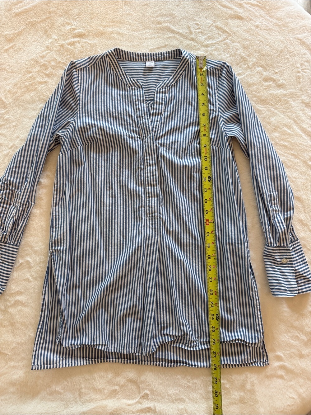 Old Navy Blue and White Striped Button-Down Tunic